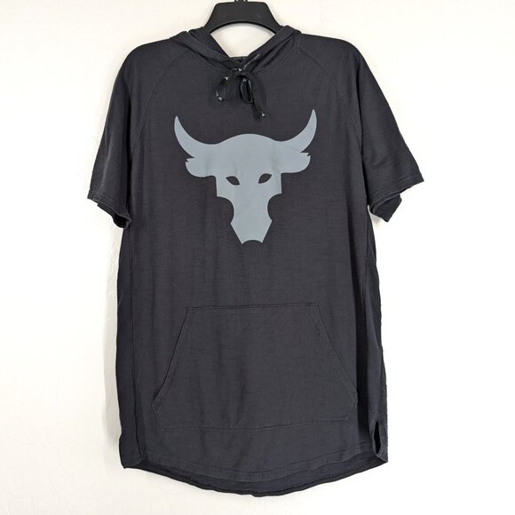 UNDER ARMOUR Pullover Men's M Black Graphic Tee Project Rock Hoodie Active - Picture 1 of 13